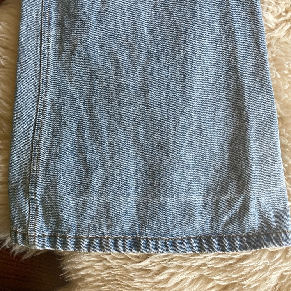 Y2K wide leg flare jeans light wash all cotton denim bare back yoke - Picture 4 of 8